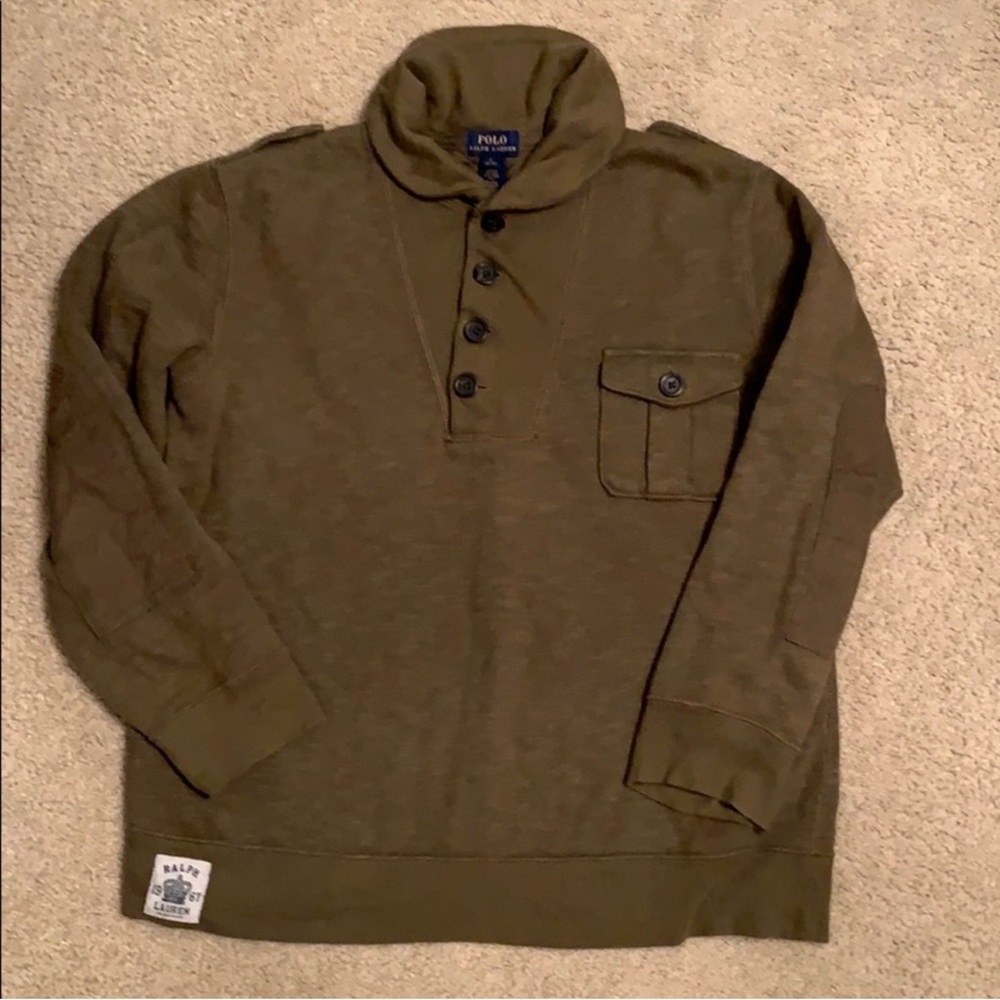 Ralph Lauren Khaki Green Top w/Elbow Patch